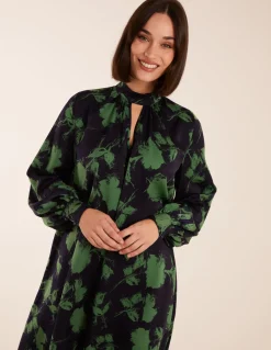 Abstract High Neck Keyhole Shift Dress