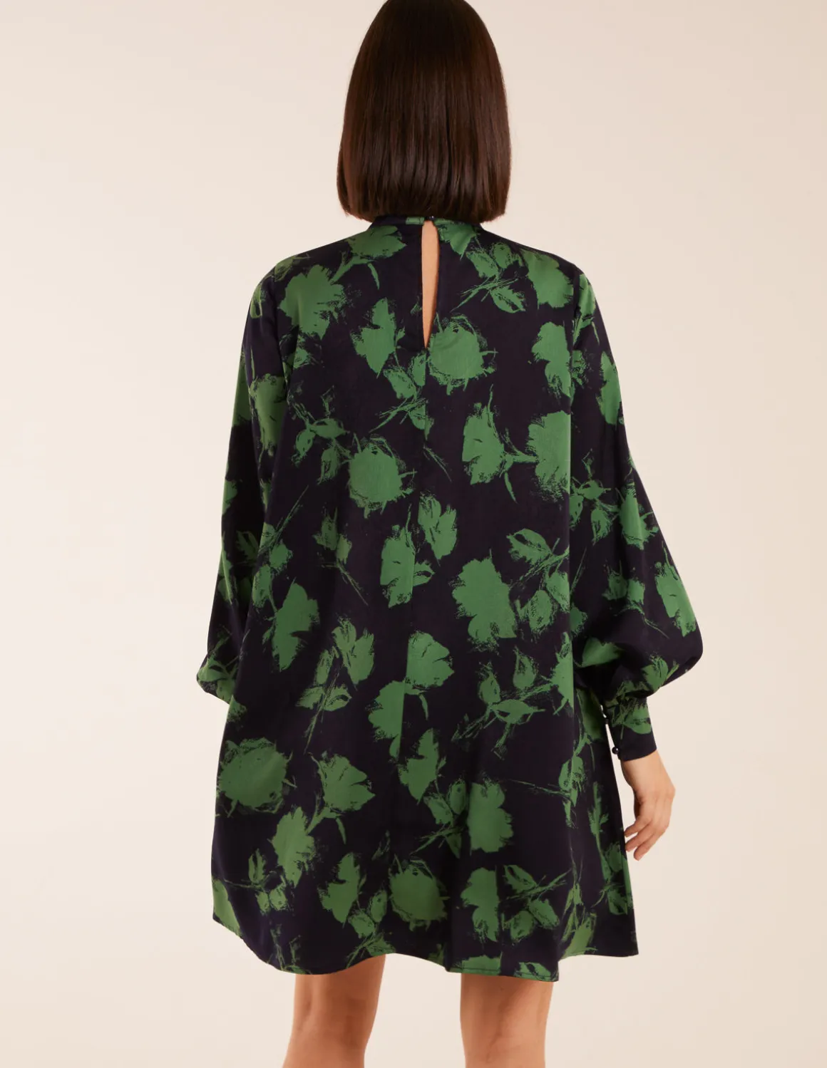 Abstract High Neck Keyhole Shift Dress