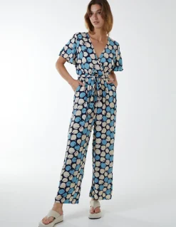 Abstract Honeycomb Cross Over Jumpsuit