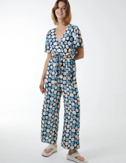 Abstract Honeycomb Cross Over Jumpsuit