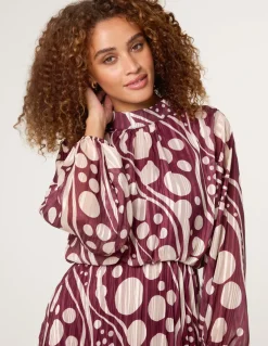 Abstract Polka Dot Dress And Metallic Striped Dress