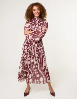 Abstract Polka Dot Dress And Metallic Striped Dress