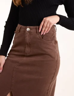 Acid Wash Denim Mid Skirt