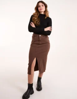 Acid Wash Denim Mid Skirt