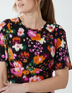 Angel Sleeve Asymmetric Midi Dress
