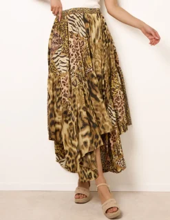 Animal Asymmetric Midi Skirt