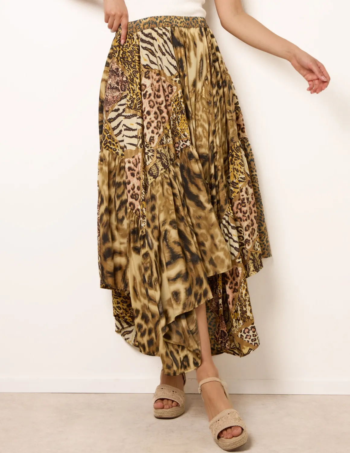 Animal Asymmetric Midi Skirt