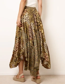 Animal Asymmetric Midi Skirt