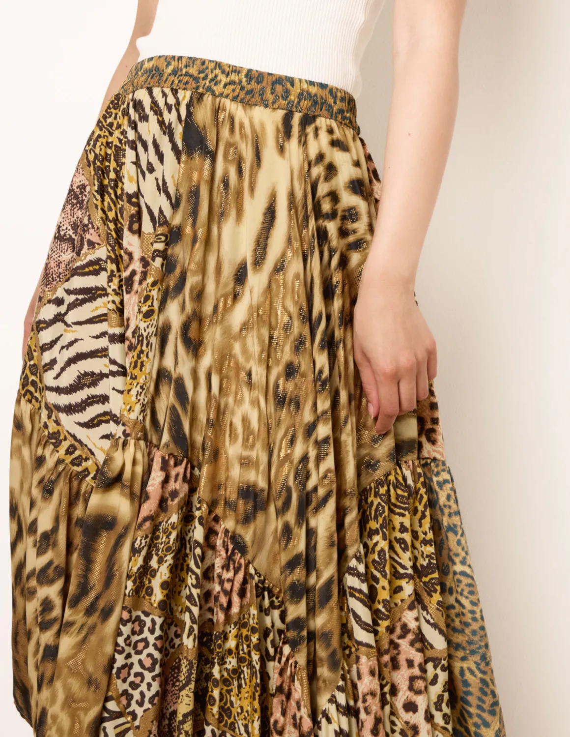 Animal Asymmetric Midi Skirt