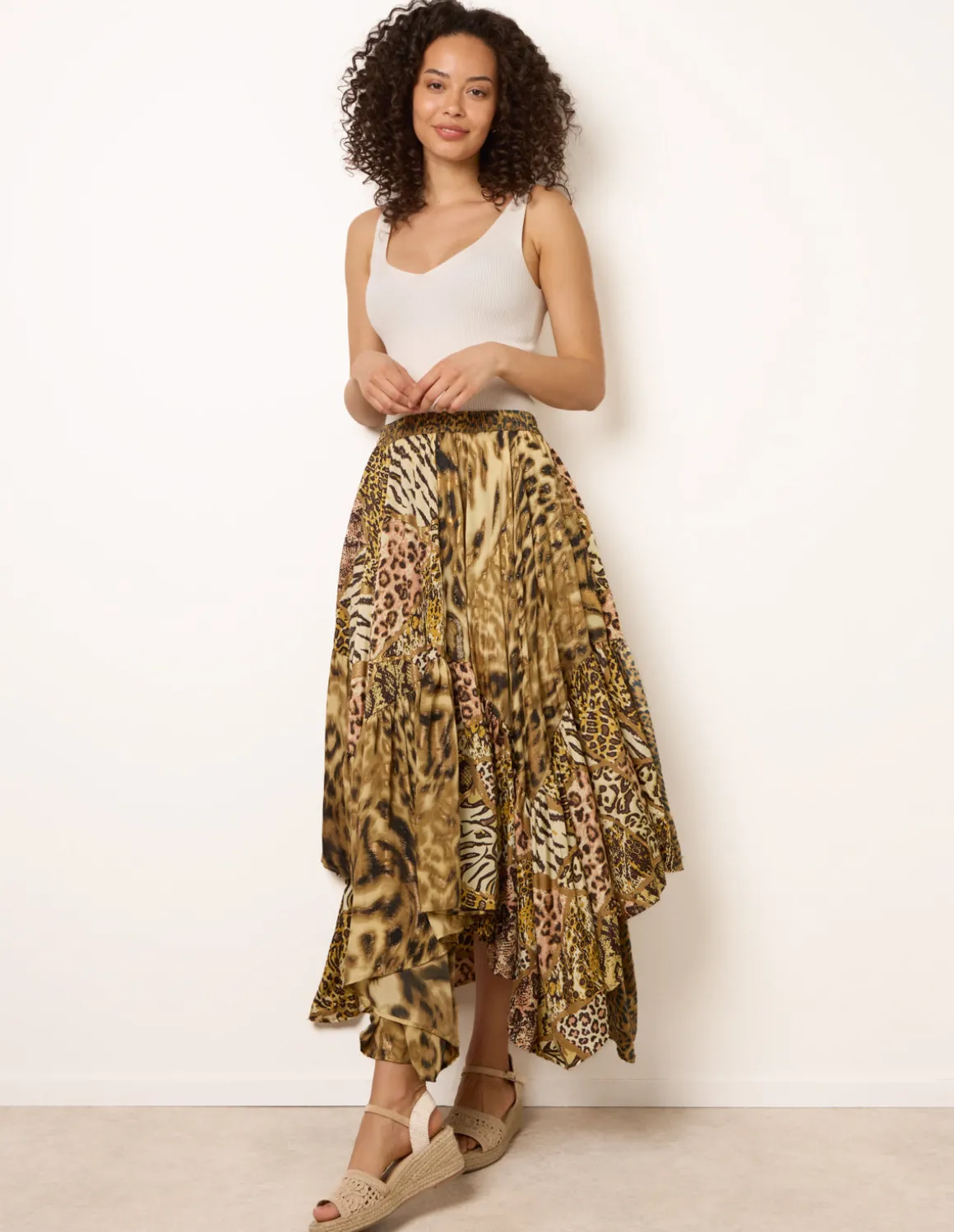 Animal Asymmetric Midi Skirt