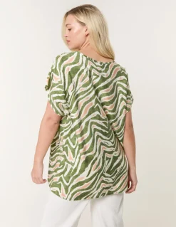 Animal Printed Diamante Detailed Top