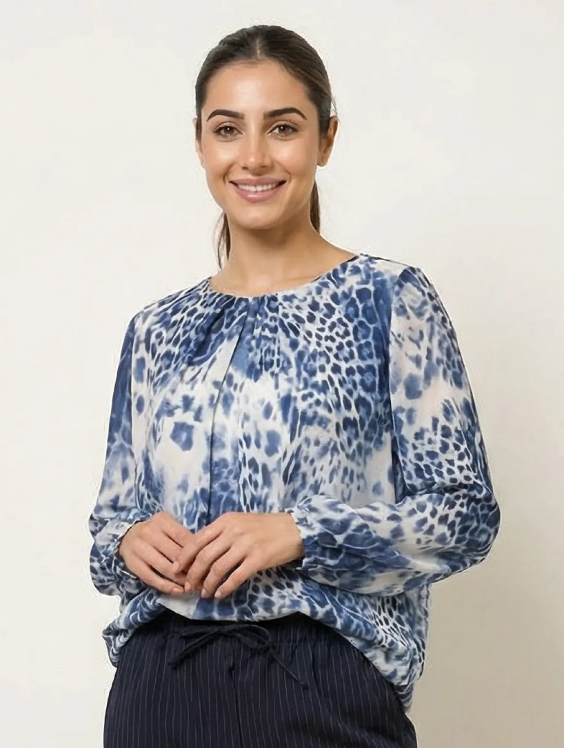 Animal Print Round Neck Top