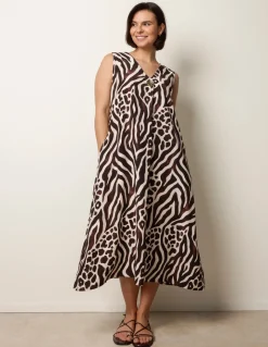 Animal Print V Neck Dress
