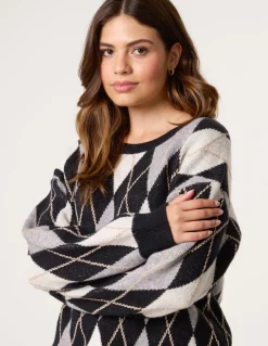 Argyle-Patterned Knit Jumper