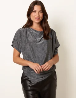 Asymmetric Draped Cowl Neck Top