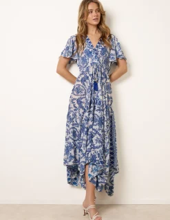 Asymmetric Hem Wrap Dress
