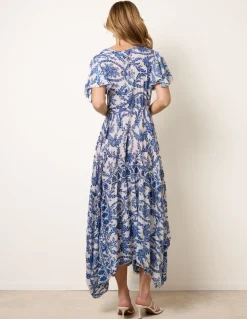 Asymmetric Hem Wrap Dress
