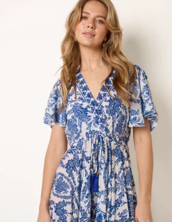 Asymmetric Hem Wrap Dress