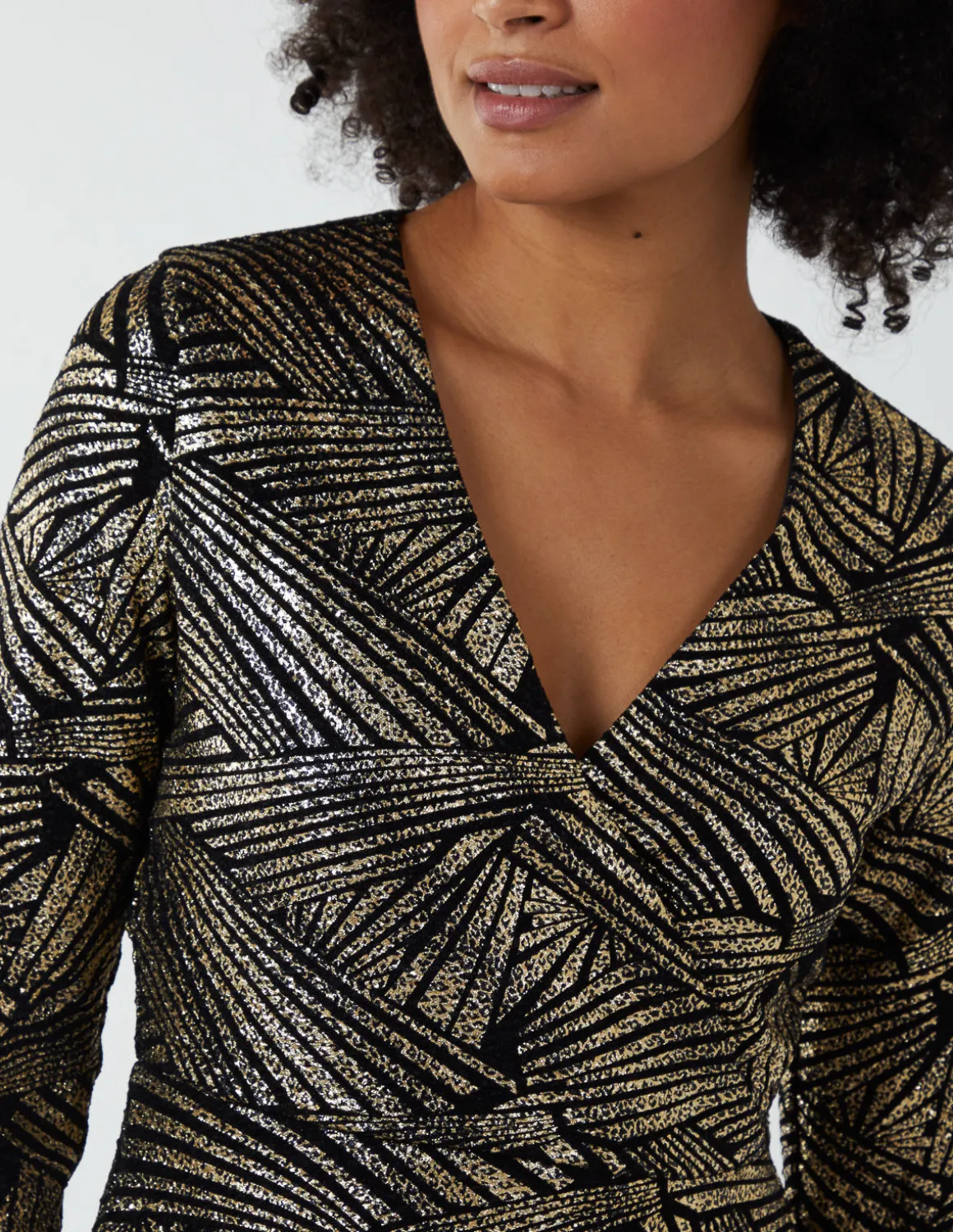 Asymmetric Metallic Animal Foil Wrap Dress