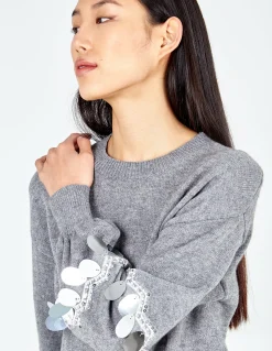 Balloon Sequin Disc Sleeve Jumper