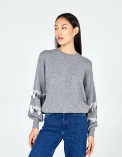 Balloon Sequin Disc Sleeve Jumper