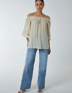 Bardot Tie Front Top