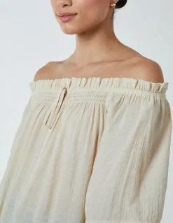 Bardot Tie Front Top