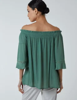 Bardot Tie Front Top