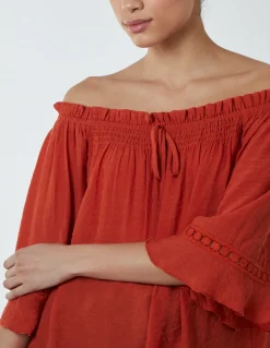 Bardot Tie Front Top