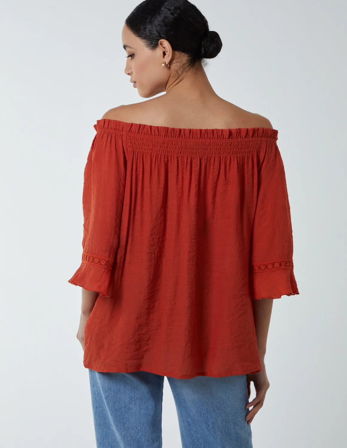 Bardot Tie Front Top