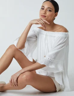 Bardot Tie Front Top