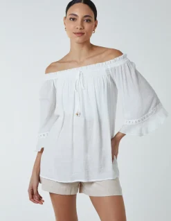 Bardot Tie Front Top