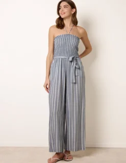 Bardot Tie Neck Pinstripe Jumpsuit