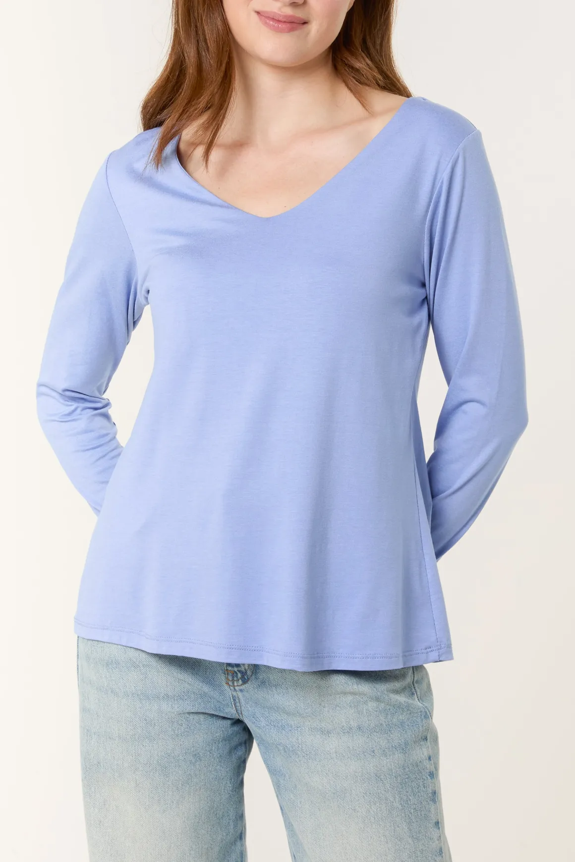 Basic V Neck Long Sleeve Blouse