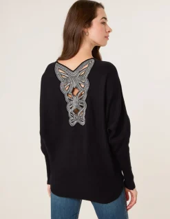 Batwing Jumper With Back Diamante Detailing