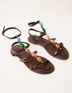 Beaded Gladiator Flat Sandals