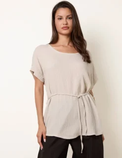 Belted Wide Sleeve Top