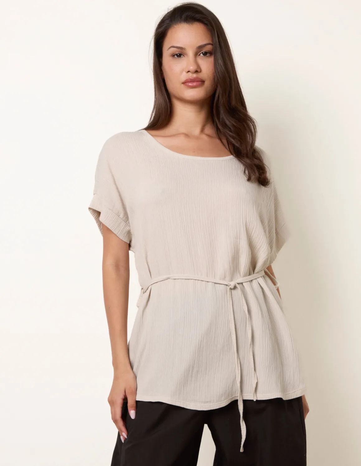 Belted Wide Sleeve Top