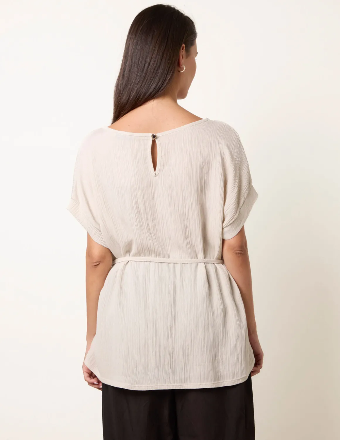 Belted Wide Sleeve Top