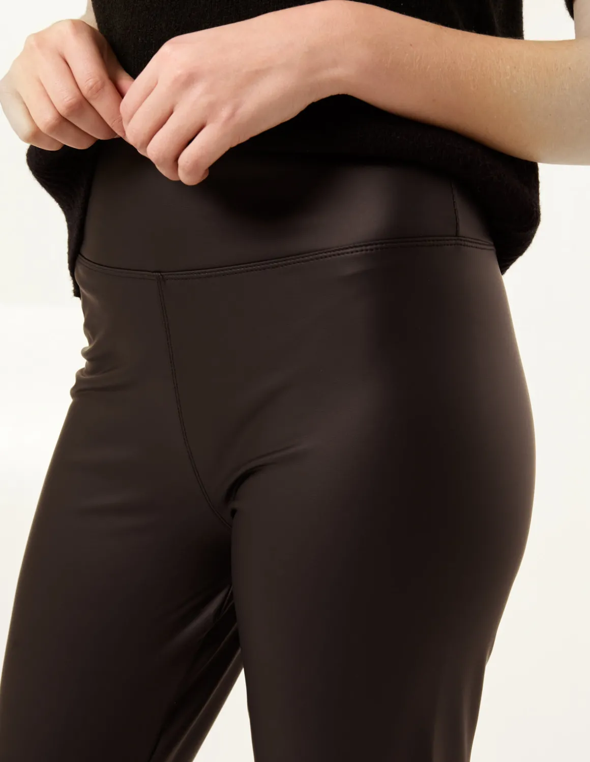 Black High Waist PU Elasticated Leggings