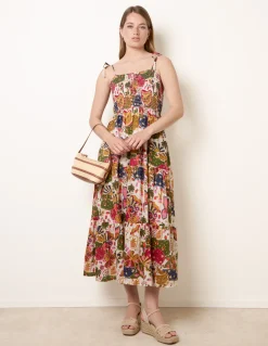 Bold Print Shirred Waist Dress