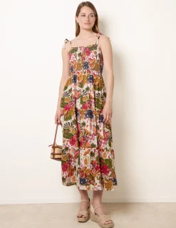 Bold Print Shirred Waist Dress