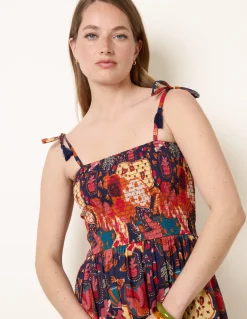 Bold Print Shirred Waist Dress