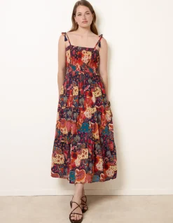 Bold Print Shirred Waist Dress