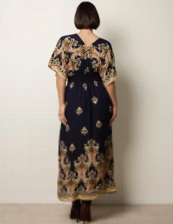 Border Print Kimono Dress