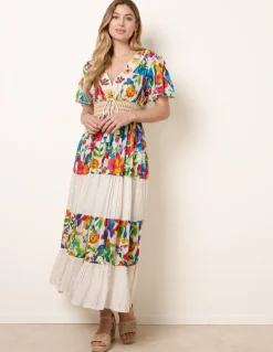 Bright Print Tiered Dress