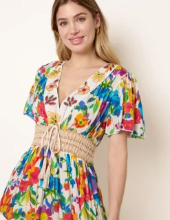 Bright Print Tiered Dress
