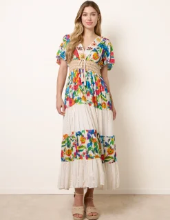 Bright Print Tiered Dress