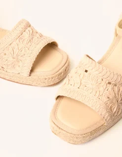 Broderie Detail Platform Sandals