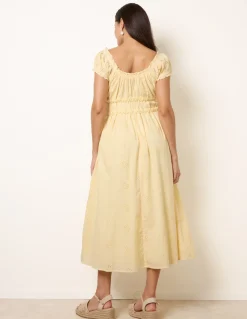 Broderie Front Tie Midi Dress